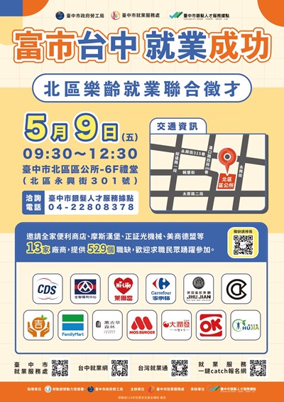 北區樂齡就業聯合徵才活動資訊
