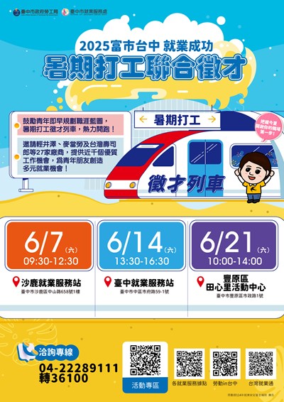「富市台中 就業成功」暑期打工聯合徵才活動資訊