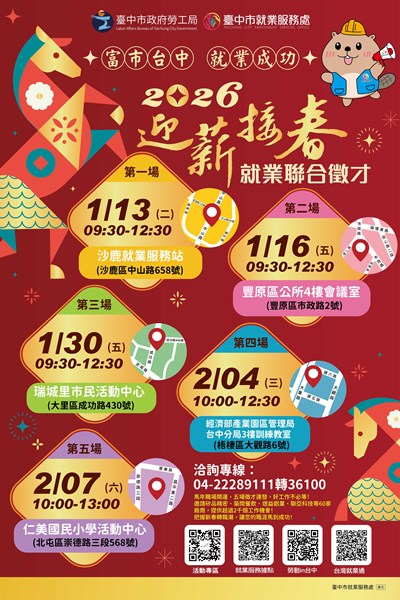 「富市台中 就業成功」迎薪接春就業聯合徵才活動資訊