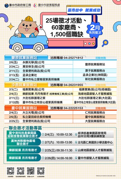 「富市台中 就業成功」2月系列徵才活動資訊