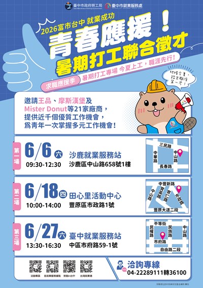 「富市台中 就業成功」暑期打工聯合徵才活動資訊